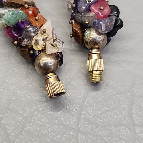Gemstone Beaded Necklace Chip Cluster Multicolor Chunky 21" - Picture 11 of 14