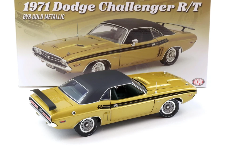 1:18 Acme 1971 Dodge Challenger R/T Coupè GY8 Oro Metallizzato/Nero Tetto - Immagine 3 di 4