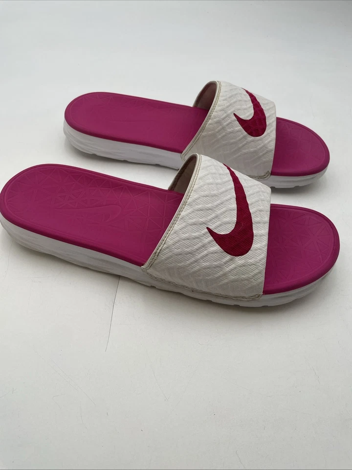 Sandalias Nike Benassi Solarsoft Slide para mujer talla 11 rosa intenso blanco 705475-160 Foto 2 de 4