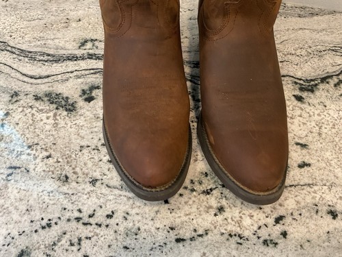 Stivali Justin uomo Stampede Western cowboy pelle 2551 ricamati 11D marrone 11 - Foto 8 di 12
