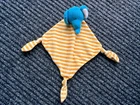 Russ Kids Orange Stripe Blue Elephant Knotted Corners Baby Blanket Lovey 8'
