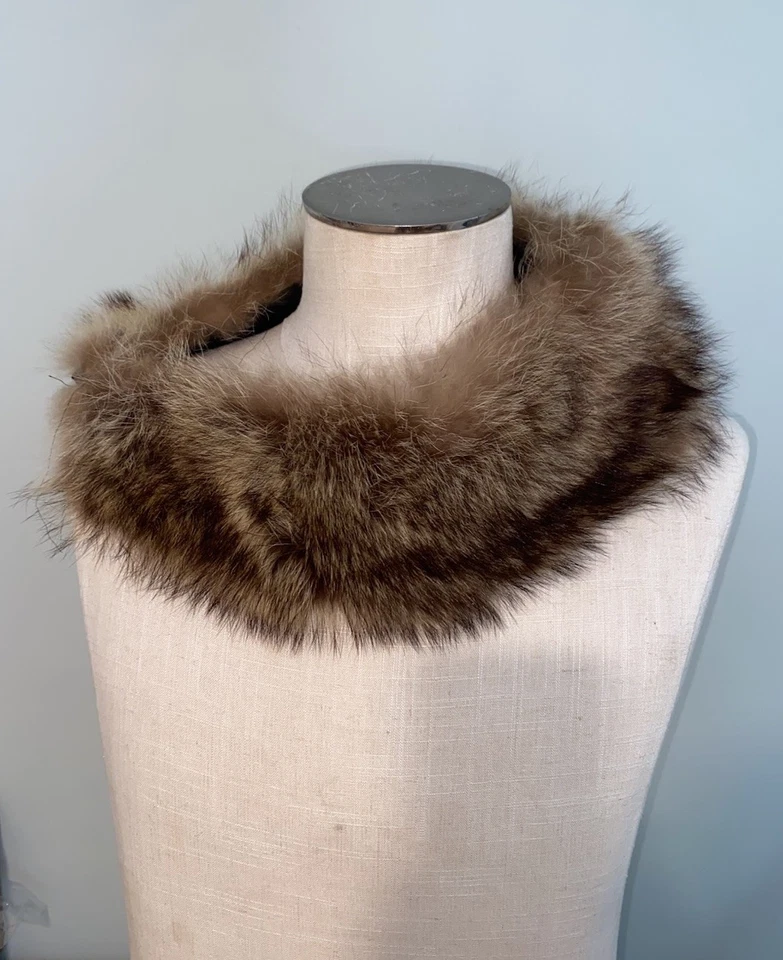Винтажный толстый воротник из лисьего меха 40-50-х годов с атласной подкладкой Appx 32 дюйма от конца до конца: Brn, безымянные производители - Изображение 4 из 4
