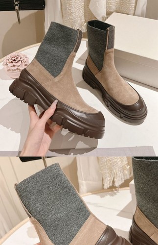 Bru-nello New Cuci-nelli Wool Short Tube Thick-Soled Knitted Boots Suede Booties - Bild 16 von 25