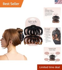 Durable 2pcs Large Octopus Hair Clips - Chic Black  Tortoise for Everyday Style