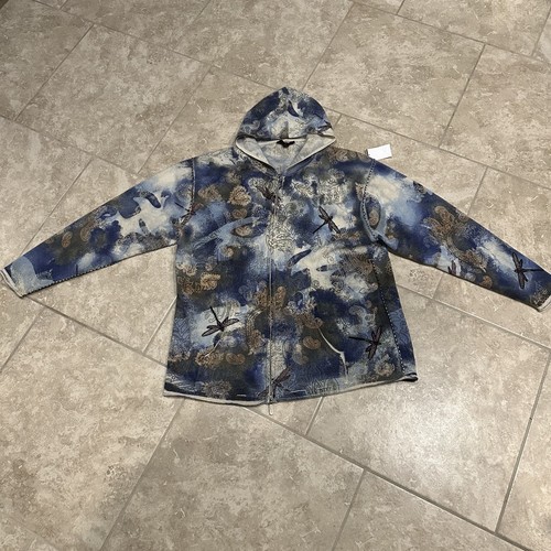 Vintage Y2K Raw 7 Zip Up Cashmere USA Sweater Hoodie Herren XXL Dragonfly AOP - Bild 18 von 24