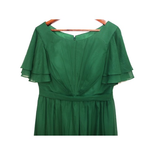 Elegantes grünes festliches Kleid, Kurzarm fließendes Chiffonkleid Gr. 16 /#8199 - Bild 5 von 6