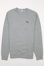 PUMA Mens Sweatshirt Crew Neck Regular Fit Textured Fabric Gray L Embroidered