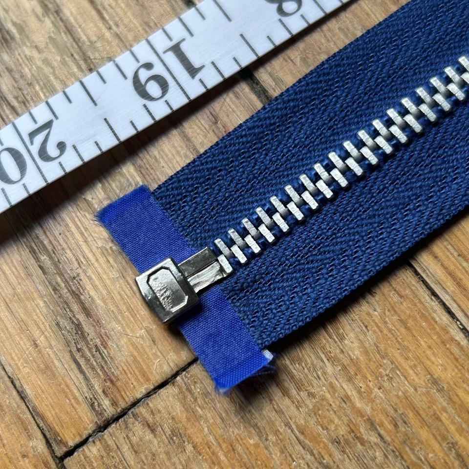 VTG 1970’s PRIDE Zipper Rainbow YKK Heavy Duty Separating No.5 20” Nickel BLUE - Image 3 of 4