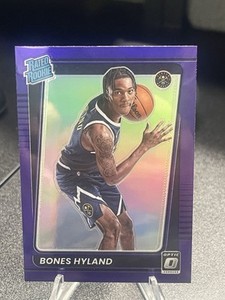 2021-22 Donruss Optic Bones Hyland Purple Holo Prizm Rated Rookie #194  Nuggets