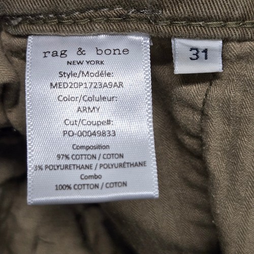 Rag & Bone New York Armeegrün Herren Chino Hose Größe 31x30 Baumwollmischung - Bild 3 von 9