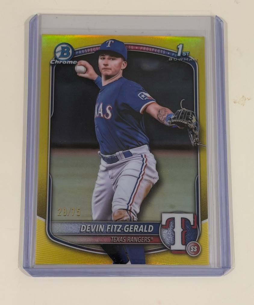 2025 Bowman Chrome 1st Devin Fitz-Gerald /75 Yellow Refractor Rangers