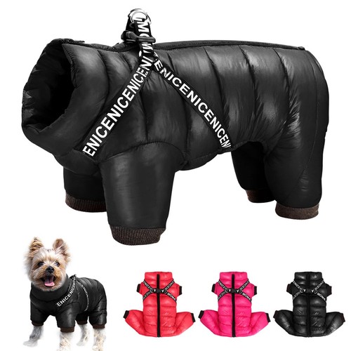 Winter Small Dog Coats,Waterproof Jackets with Harness & D Rings,Warm Zip Up ...