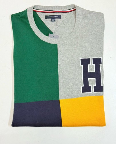 Maglione Tommy Hilfiger uomo XXL colorblock preppy logo H nuovo con etichette - Foto 8 di 8