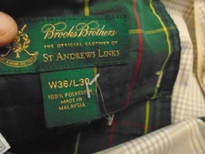 NWOT Brooks Brothers 36/30 Golf Pants St Andrews Links tan plaid