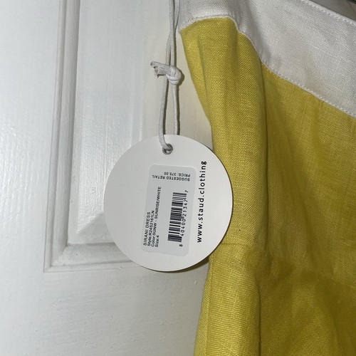 Staud Sarani Yellow Sunrise Kleid Trägerlos Größe 4 Gelb Maxi 100% Leinen Neu mit Etikett - Bild 15 von 18
