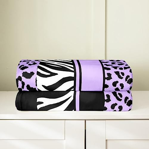 Leopard Zebra Plush Throw Blanket, Twin 60"x80" Kids Cheetah Flannel Fleece - Picture 5 of 8