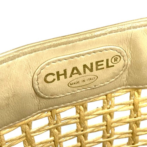 CHANEL CC CC Mark Basket Straw Bag Inner pouch Hand Bag Straw / Leather Beige - Picture 8 of 13