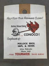 Vintage Conoco Hottest Brand Going Car Trash Bag Gas Automotive Utica Nebraska