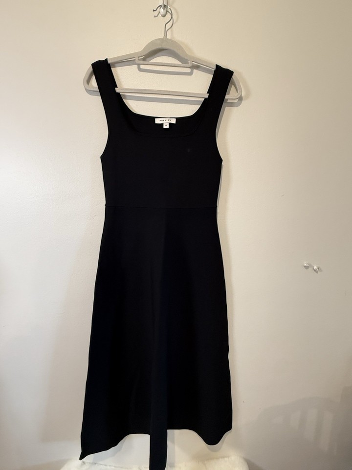 Preview Black Sleeveless Knit Midi Dress  M Women’s Classic Stretch Casual Work