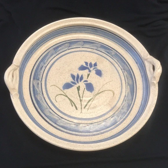 Vintage Signed/Dated Studio Pottery Round Dish Tray Casserole Pie Plate