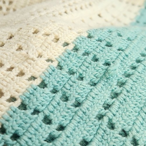 Vintage Bed Spread Coverlet Blanket Hand Crocheted Floral Cream Teal Full Size - Picture 7 of 12