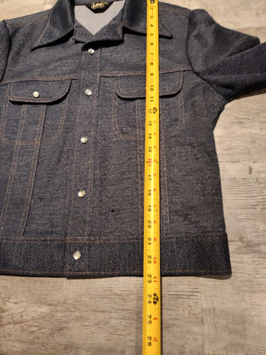 Lee Denim Jacket Jean Poly Blend Made in USA Vintage 70's Pearl Snap Sz M EUC - Picture 12 of 17
