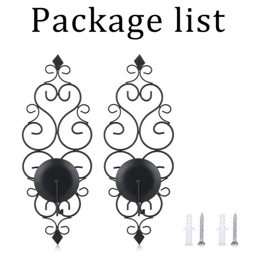 Iron Wall Candle Sconce Holder Set of 2 Hanging Wall Mounted Pillar Candle Sc... - Picture 8 of 9