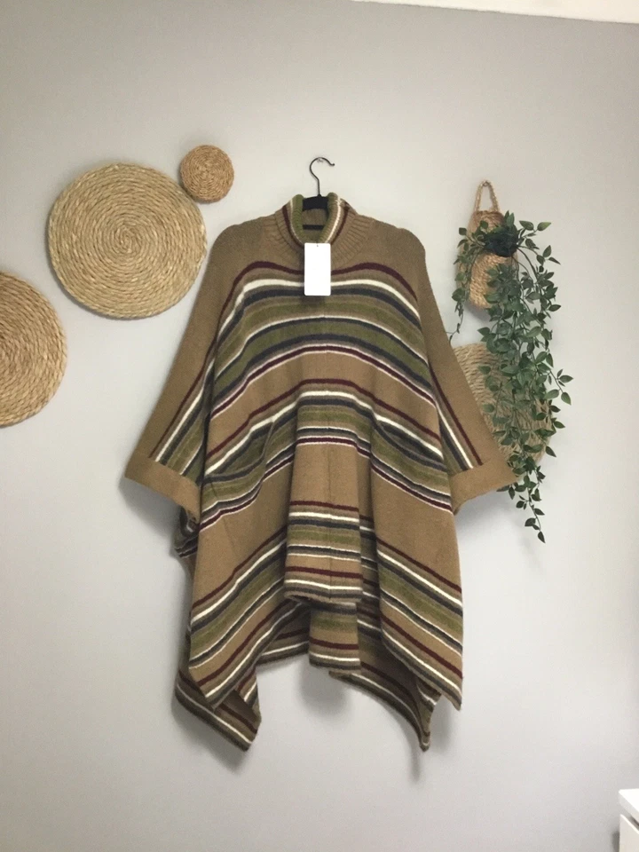 ZARA NEW KNIT WOMAN STRIPED PONCHO ONE SIZE: M Ref. 3859/025 FITS ALL - Image 3 of 4
