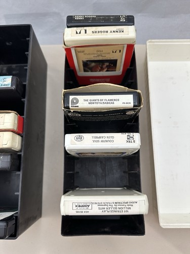 Vintage Plastic 8-Track Tape Storage Case Set Of 2 - w/10 Asst. Tapes Untested - Picture 7 of 10