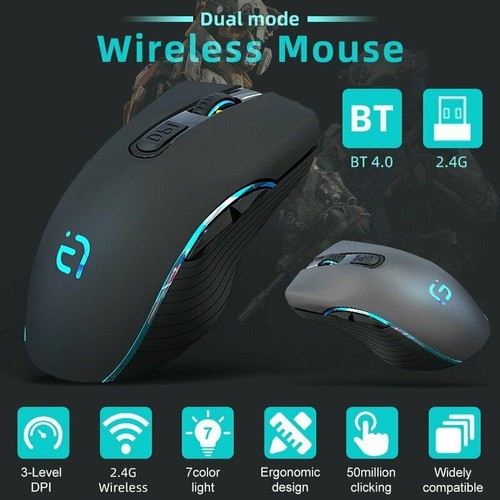 Drahtlose Bluetooth Maus Wiederaufladbar Dual Mode Silent Ergonomisch für... - Bild 2 von 14