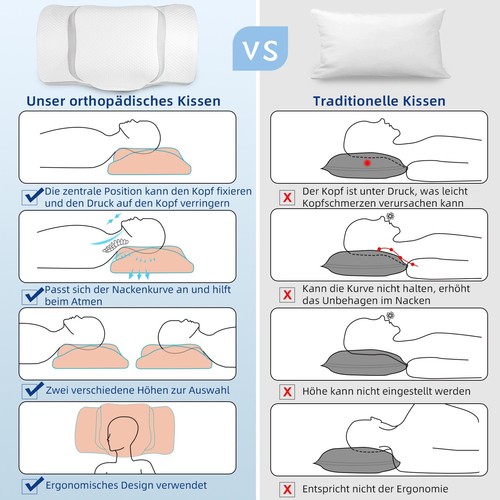 Almohada Almohada Memory Foam, Almohada Ergonómica Almohada Ortopédica - Imagen 7 de 16
