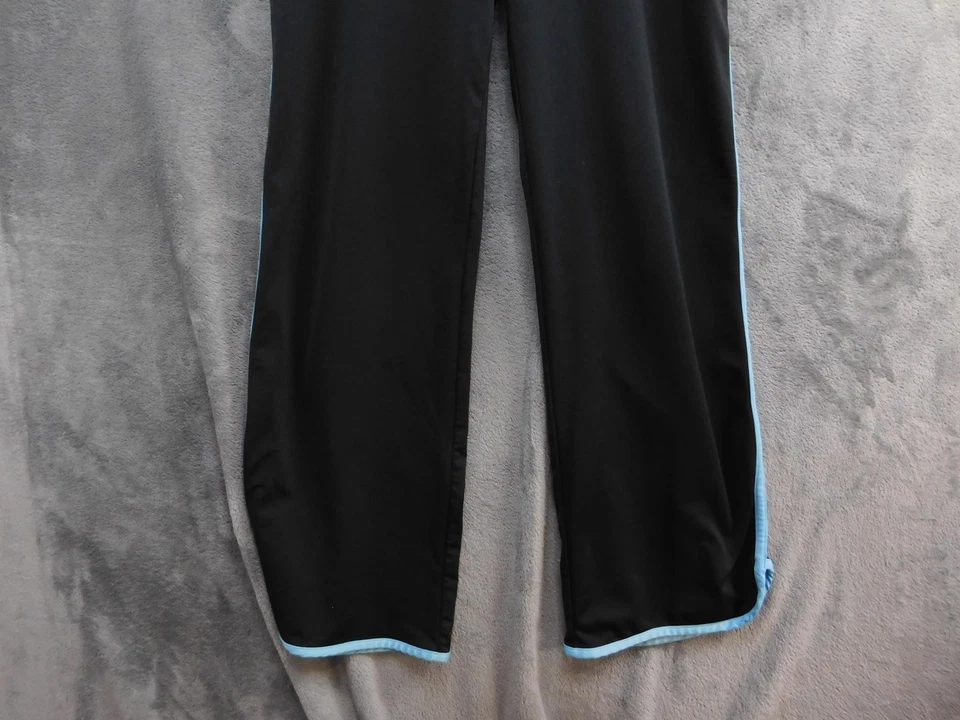 Pantalones traseros para mujer medianos negros azules atléticos yoga pierna ancha elásticos pista salón Foto 4 de 4