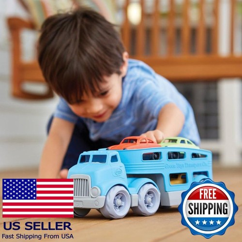 Blue Car Carrier Toy - Eco-Friendly, BPA-Free, Pretend Play, Kids Vehicle - Picture 2 of 16