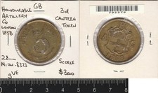Great Britain: 1858 Three Pence Honourable Artillery Co London 3d canteen token