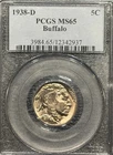 1938-D BUFFALO NICKEL PCGS MS65