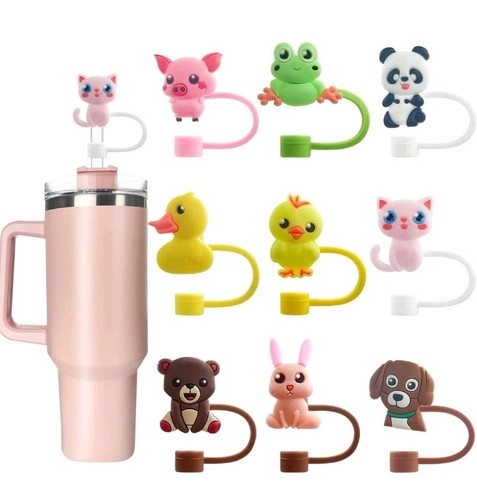 9 Stück Silikon Strohhalm Abdeckungen für Stanley 20/30/40 Unzen Tasse, 10 mm Niedlich Katze Topper - Bild 1 von 4