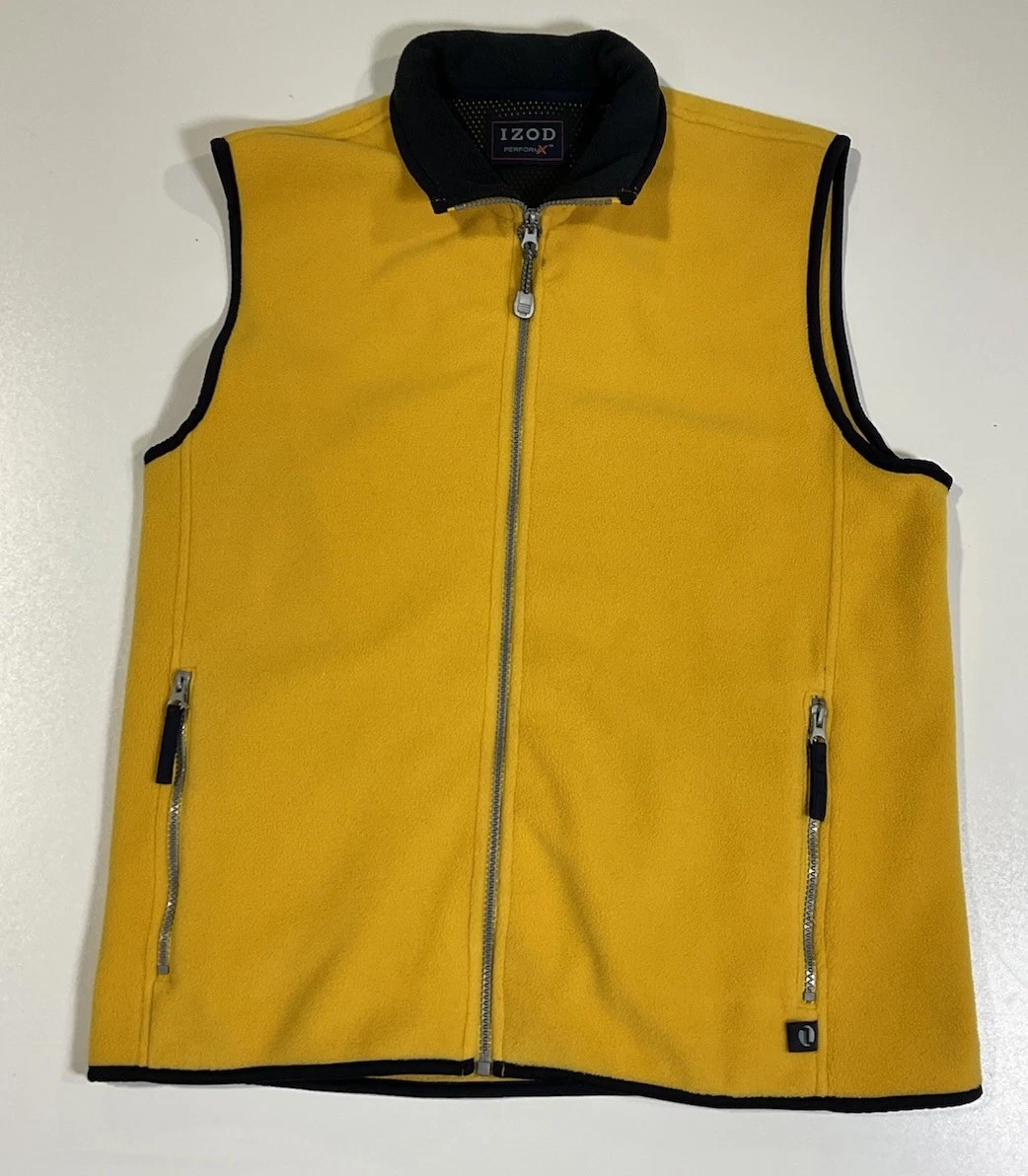 Vintage Izod Fleece PreformX Vest Sz M Yellow Outdoor Nature Gorpcore Y2K