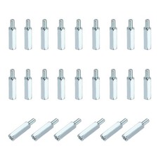 48pcs M3x15mm+6mm Zinc Plated Iron Male-Female Hex Standoff, Silver
