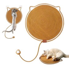 Cat Toy Scratcher Mat with Ball 17" Size Natural Cotton Rope Dual Scratching ...