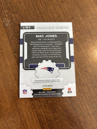 Mac Jones 2021 Prizm Rookie Gear Pink Jersey RG-6 49ers Alabama Patriots RC - Bild 2 von 2