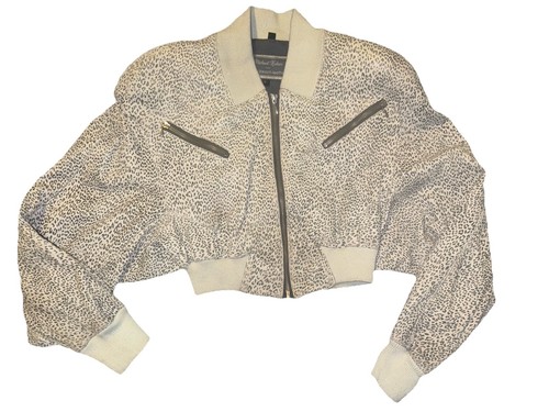 Damen Leder Crop Jacke Animal Print S-M Michael Hoban North Beach Vintage 80 - Bild 2 von 6