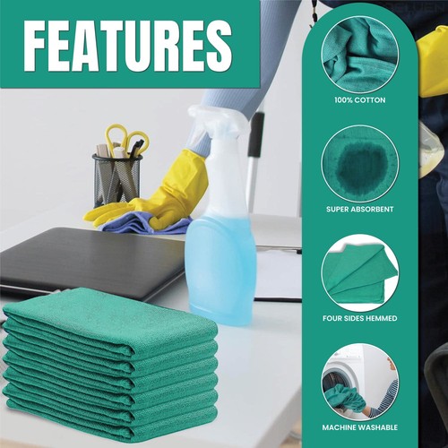 Premium Green Huck Towels for Cleaning - 15 x 27 inch Wiping Towels - Picture 5 of 31