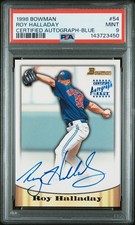 1998 BOWMAN CERT AUTO BLUE #54 ROY HALLADAY PSA 9 AUTO