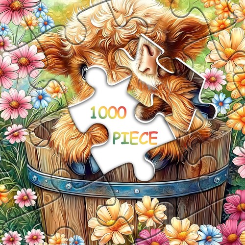 PICKFORU Highland Cow Puzzles for Adults 1000 Pieces, Cute Cow Animal Flower ... - Picture 7 of 8