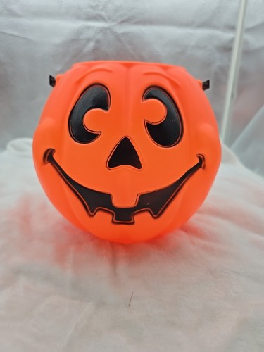 Vintage 1997 Blasform Kunststoff Jack-O-Laterne Kürbis Halloween Süßigkeiten Eimer