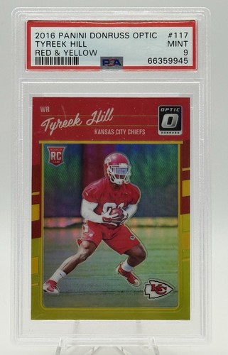 2016 Donruss Optic - Tyreek Hill Red / Yellow 🔴🟡Color Match (RC) Rookie PSA 9