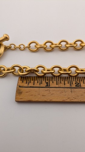 Vintage Gold Tone Link Necklace Choker Toggle Clasp Heavy - Picture 6 of 7