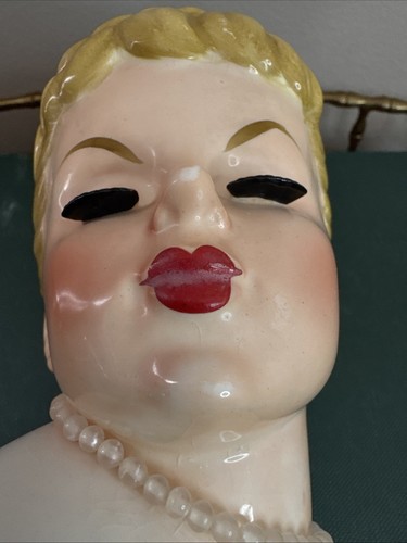 Rubens Lady Head Vase Sophisticated Lady Braided Hair w Pearl Necklace - Imagen 12 de 18