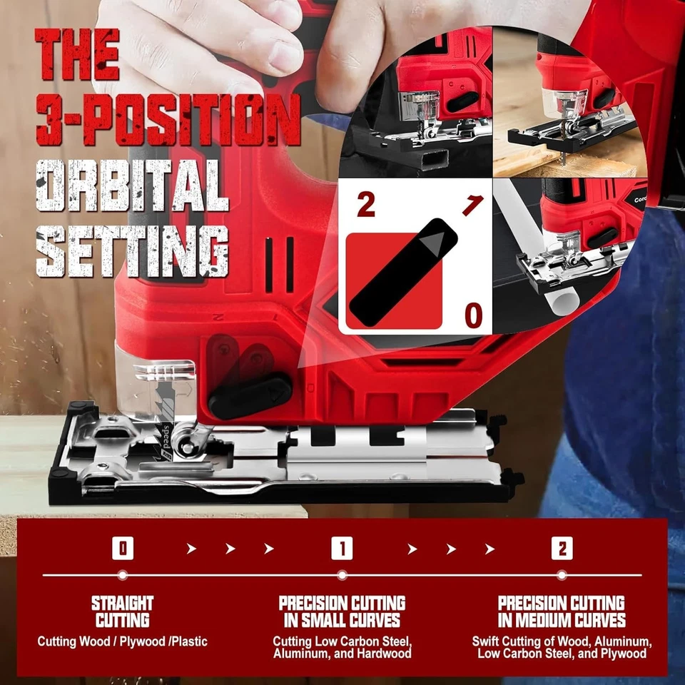 Sierra de calar para batería Milwaukee 18V, herramienta de sierra de calar inalámbrica, motor sin escobillas, variable Foto 3 de 4