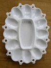 Fostoria Randolph Milkglass Egg Plate 12 Slot Lace Edge Vintage Heavy